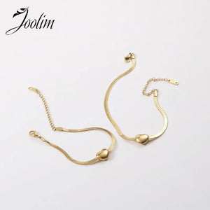 Heart Snake Chain Bracelet Stainless Steel Gift Women