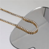 Waterproof CZ Tennis Choker Necklace Stainless Steel