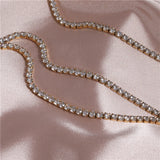 Waterproof CZ Tennis Choker Necklace Stainless Steel