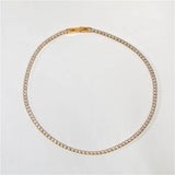 Waterproof CZ Tennis Choker Necklace Stainless Steel