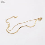 Stainless Double Flat Snake Rice Bead Chain Bracelet