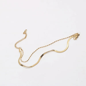 Stainless Double Flat Snake Rice Bead Chain Bracelet