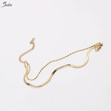 Stainless Double Flat Snake Rice Bead Chain Bracelet