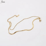 Stainless Double Flat Snake Rice Bead Chain Bracelet