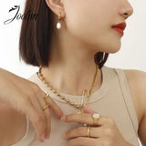 French Vintage Pearl Hoop Earring Stainless Steel