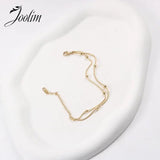 Dainty Double Layer Beads Snake Bone Chain Bracelet