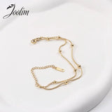 Dainty Double Layer Beads Snake Bone Chain Bracelet