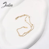 Dainty Double Layer Beads Snake Bone Chain Bracelet