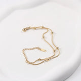 Dainty Double Layer Beads Snake Bone Chain Bracelet