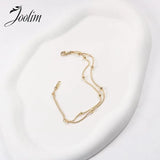 Dainty Double Layer Beads Snake Bone Chain Bracelet