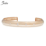 Waterproof Zirconia Pave Cuff Stainless Steel Bracelet