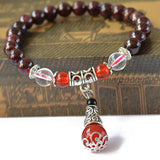 Red Wine Garnet Bead Bracelet Natural Lucky Crystal Jewelry