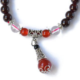 Red Wine Garnet Bead Bracelet Natural Lucky Crystal Jewelry