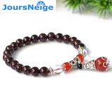 Red Wine Garnet Bead Bracelet Natural Lucky Crystal Jewelry