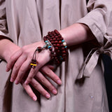 African Lobular Red Sandalwood Bracelet 108 Beads 8mm Round Wood Bracelet