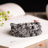 Rutilated Quartz Stone Bracelet 108 Beads Crystal Wrist Lucky Jewelry