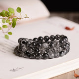 Rutilated Quartz Stone Bracelet 108 Beads Crystal Wrist Lucky Jewelry