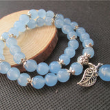 Crystal Bracelet Women Tibetan Silver Leaf Pendant Multilayer Jewelry