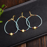 Ore Natural Stone Bracelet Round Yellow Stone for Women