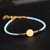 Ore Natural Stone Bracelet Round Yellow Stone for Women