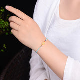 Ore Natural Stone Bracelet Round Yellow Stone for Women