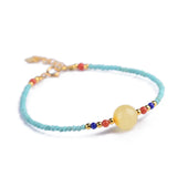Ore Natural Stone Bracelet Round Yellow Stone for Women
