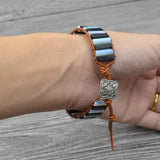 Boho Crystal Leather Wrap Bracelet European American Jewelry