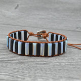Boho Crystal Leather Wrap Bracelet European American Jewelry