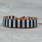 Boho Crystal Leather Wrap Bracelet European American Jewelry