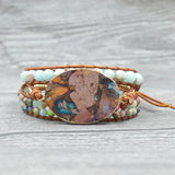 Boho Stone Crystal Leather Wrap Bracelet