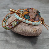 Boho Stone Crystal Leather Wrap Bracelet
