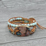 Boho Stone Crystal Leather Wrap Bracelet