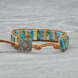 Natural Stone Leather Wrap Bracelet Cuff Vintage Boho Jewelry