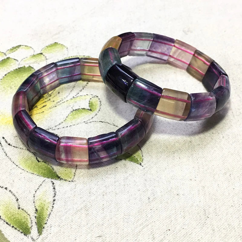 Fluorite Stone Bracelet Colorful Natural Stone Jewelry