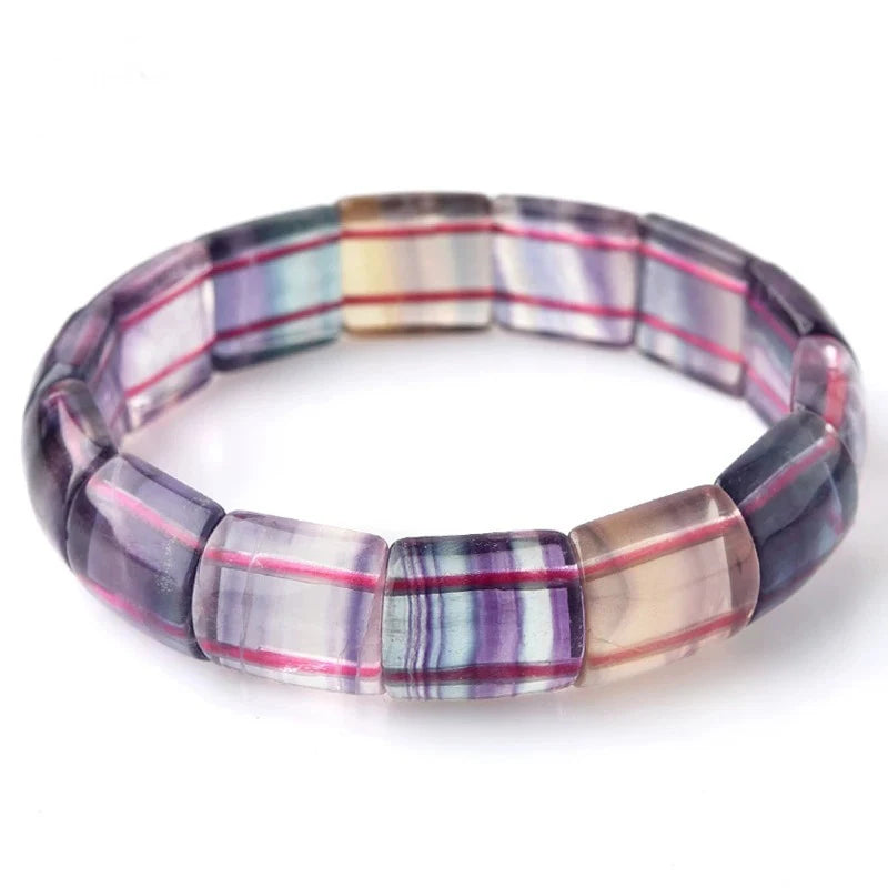 Fluorite Stone Bracelet Colorful Natural Stone Jewelry