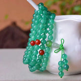 Green Natural Crystal Bracelets 108 Beads Necklace Women Girl Jewelry
