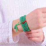Green Natural Crystal Bracelets 108 Beads Necklace Women Girl Jewelry