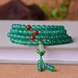 Green Natural Crystal Bracelets 108 Beads Necklace Women Girl Jewelry