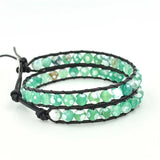 Boho Stone Leather Wrap Bracelet Cuff Vintage Jewelry