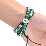 Boho Stone Leather Wrap Bracelet Cuff Vintage Jewelry
