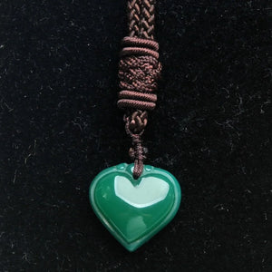 Natural Chalcedony Crystal Heart Necklace for Women Men