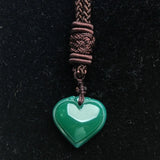 Natural Chalcedony Crystal Heart Necklace for Women Men