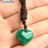 Natural Chalcedony Crystal Heart Necklace for Women Men