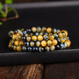 Multi-Color Tiger Eye Stone Bracelet 8mm Beads Round Crystal Lucky Men Women