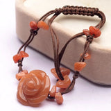 Natural Crystal Rose Bangle Bracelet Adjustable Length Anklet