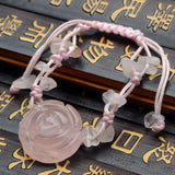 Natural Crystal Rose Bangle Bracelet Adjustable Length Anklet