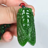 Green Cicada Stone Pendant Necklace Fine Carving Jewelry
