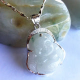 Natural Green Stone Buddha Pendant Beads Fine Carving Women Jewelry