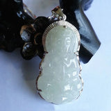 Natural Green Stone Buddha Pendant Beads Fine Carving Women Jewelry
