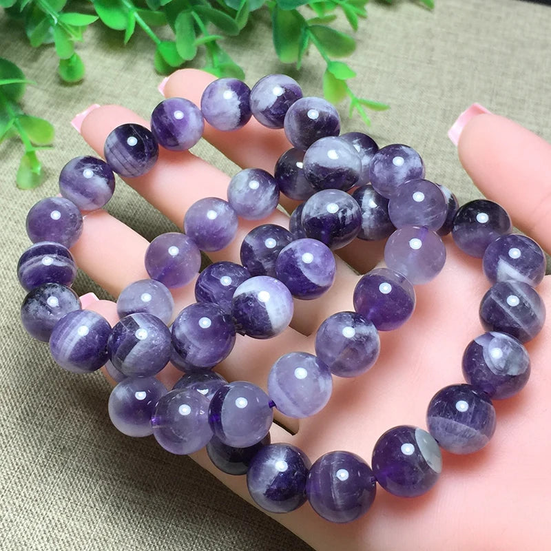 Natural Fantasy Stone Bracelet 10-12mm Beads Bright Wristband for Men Women